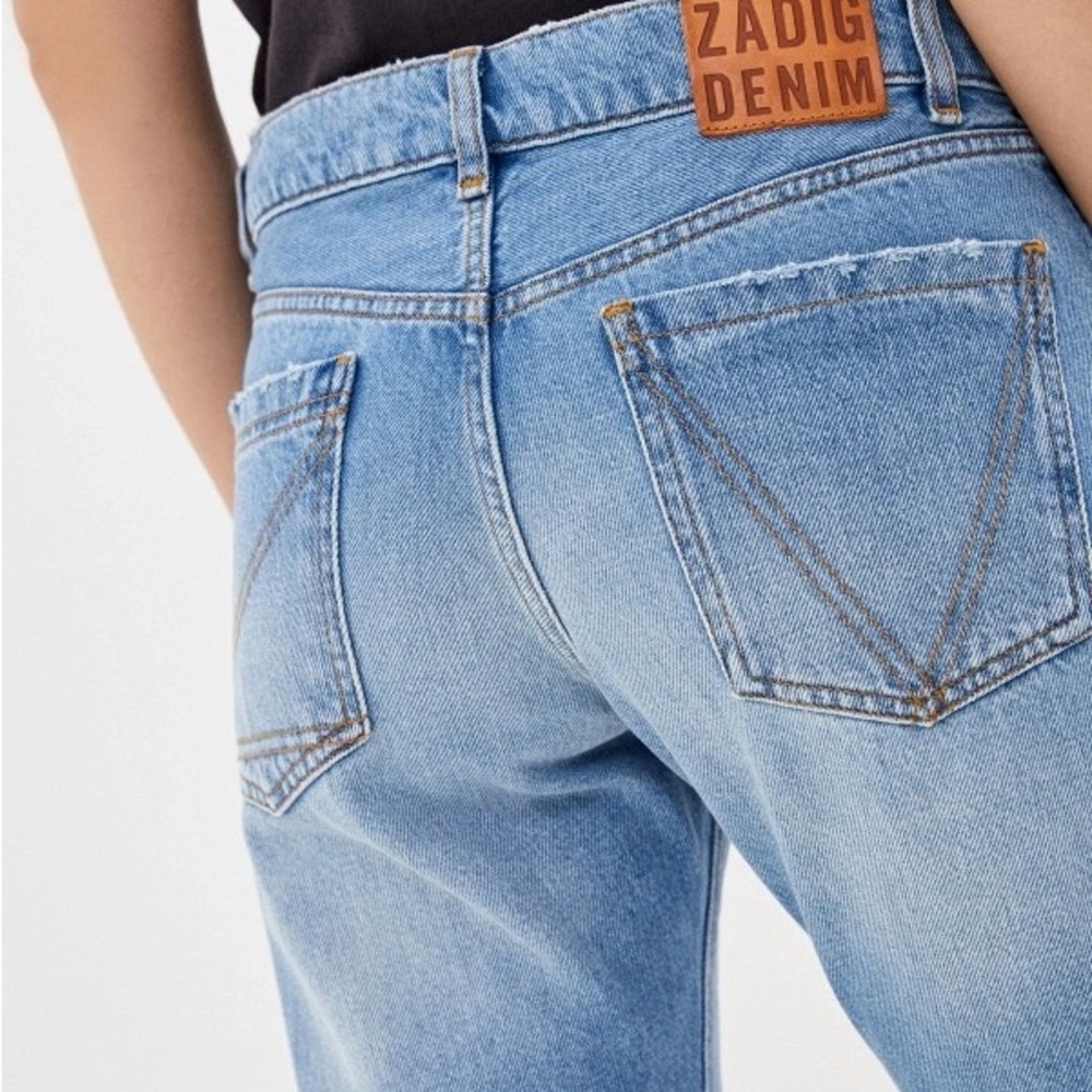 Zadig & Voltaire "Erini Show" Light Blue Wash Button Fly Mid Rise Jeans. - Picture 3 of 9